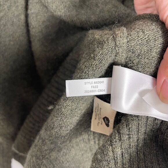 Madewell Wool Alpaca Sweater Relaxed Crewneck Green Balloon Sleeves Cozy Womens - Picture 7 of 10